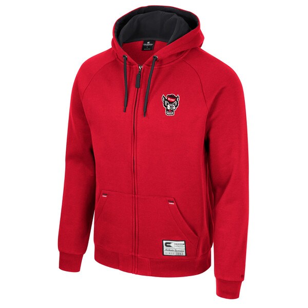 Red Full Zip Hoodie - Wolfhead Logo